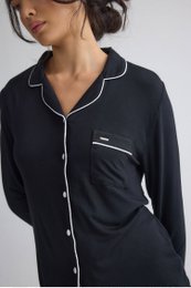 Langes Pyjama-Set aus Bambus in Schwarz