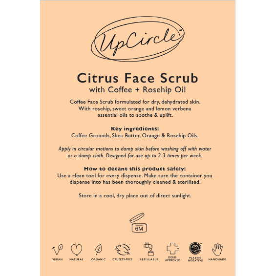 Face Scrub with Coffee + Rosehip Oil - Citrus Blend - Bulk 1L