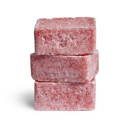 Sweet pink fragrance cubes made of amber blocks. Rectangular shape, soft pink color, and a sweet fragrance.