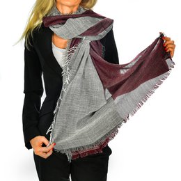 Florence Artegiani. Two-tone scarf scarf with double flap, modal and wool. Made in Italy.