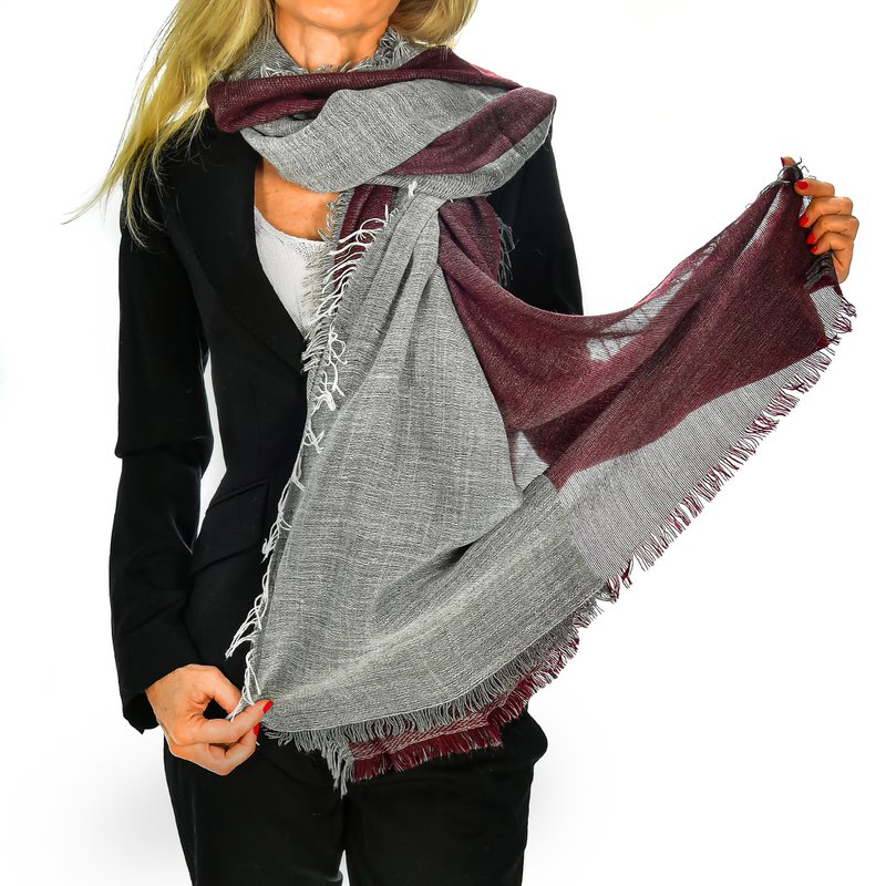 Florence Artegiani. Two-tone scarf scarf with double flap, modal and wool. Made in Italy.