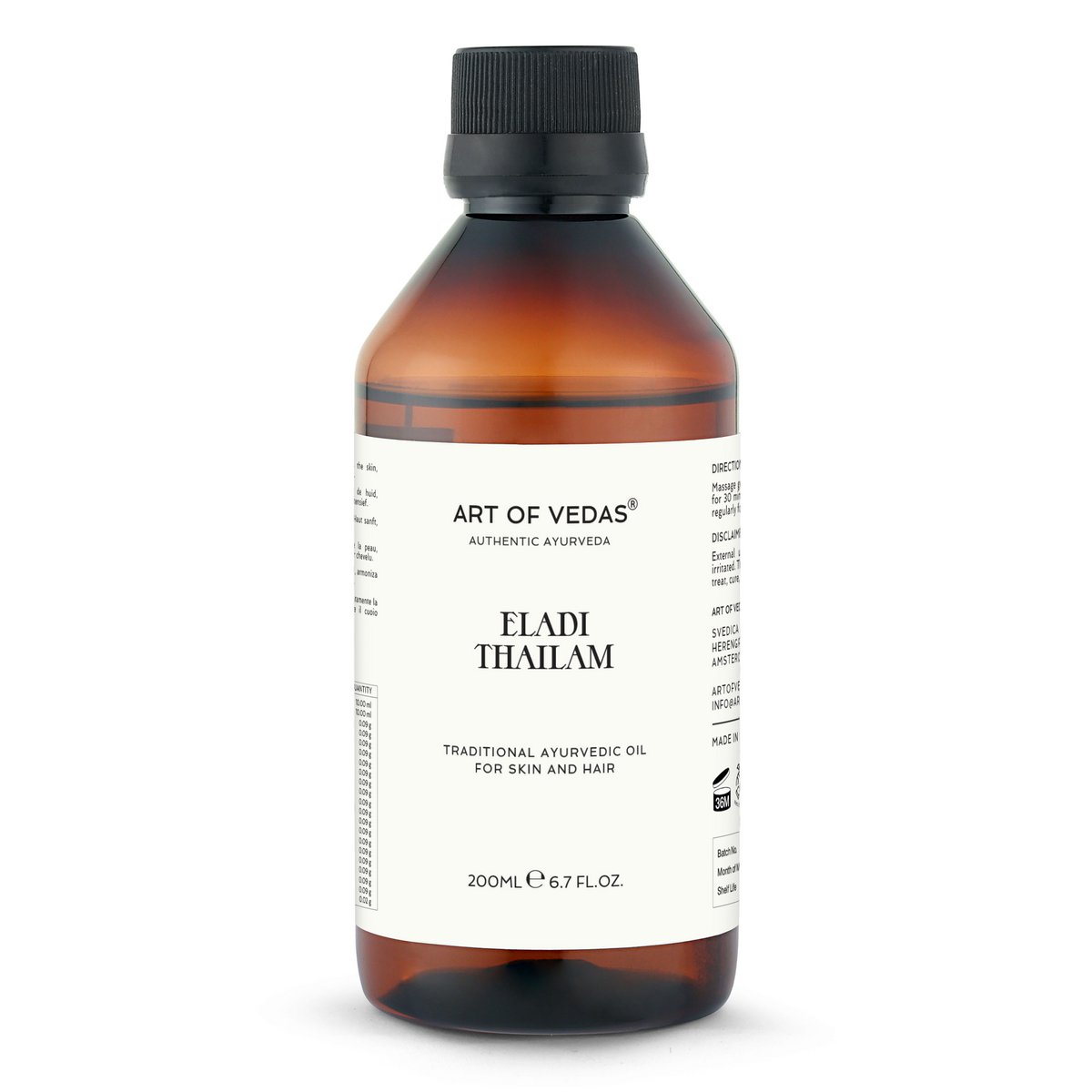 Ayurvedic Eladi Tailam 200ml | Aceite herbal tradicional para la desintoxicación de la piel, el brillo y el masaje corporal ayurvédico