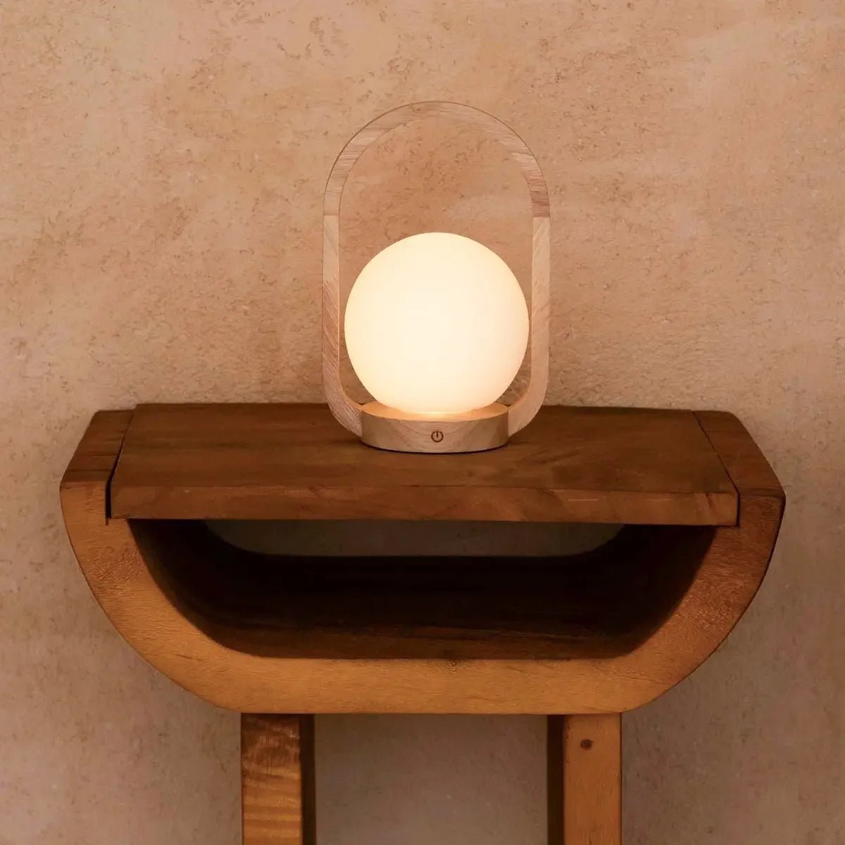 Lampada ricaricabile in legno Skye marrone chiaro