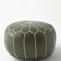 Marokkanischer Leder-Pouf, marokkanischer Ottoman-Pouf