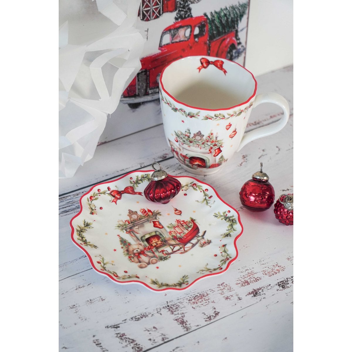 Porcelain dessert plate Vintage Christmas 16 cm Isabelle Rose