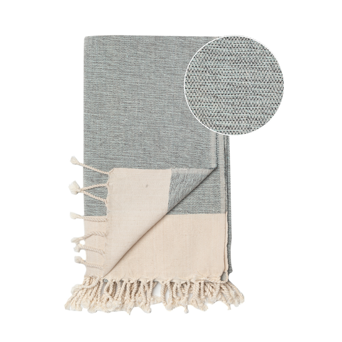Serviette de Piscine Hammam en Coton MANOLIA - Sans Sable & Compacte - Turquoise - 180x100 cm