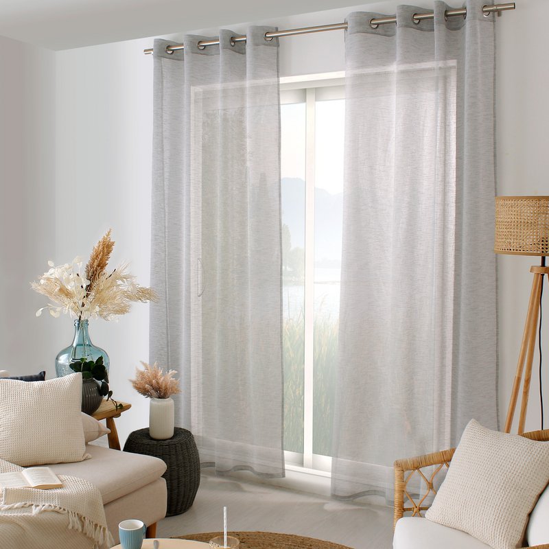 Eyelet Sheer Curtain, 140x240cm, Linen Effect, Maya Collection