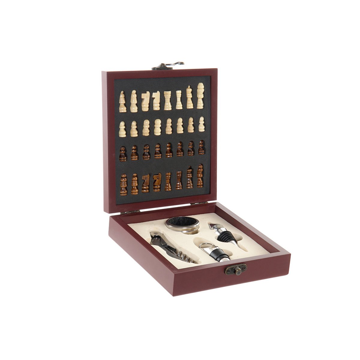 VINO SET 5 MDF INOX 15X17X4,5 AJEDREZ RC185247
