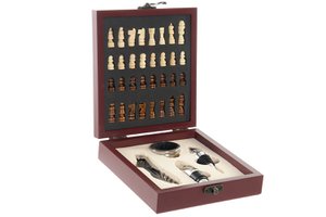 VINO SET 5 MDF INOX 15X17X4,5 AJEDREZ RC185247
