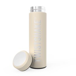 Pastel beige thermos bottle, 420ml capacity, suitable for baby hot water use.