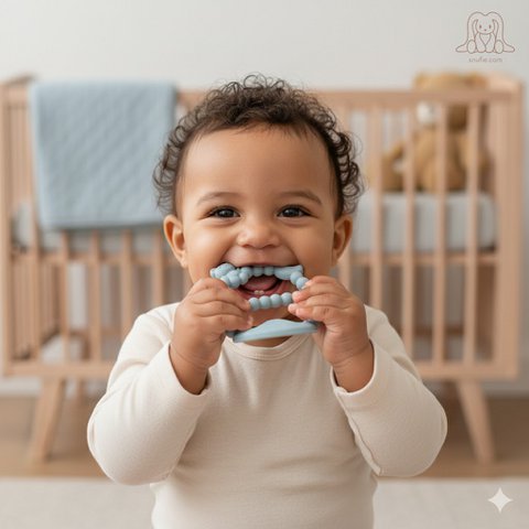 GALAXY Beißring aus weichem Silikon | BABY BLAU