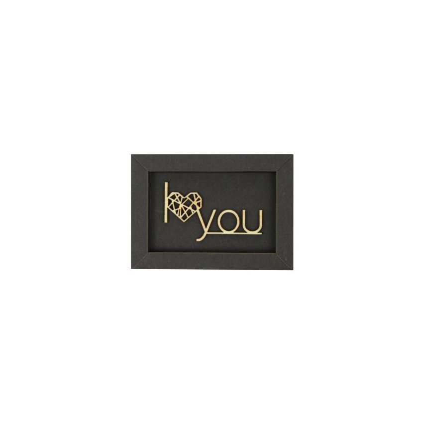 I LOVE YOU frame card wood lettering magnet