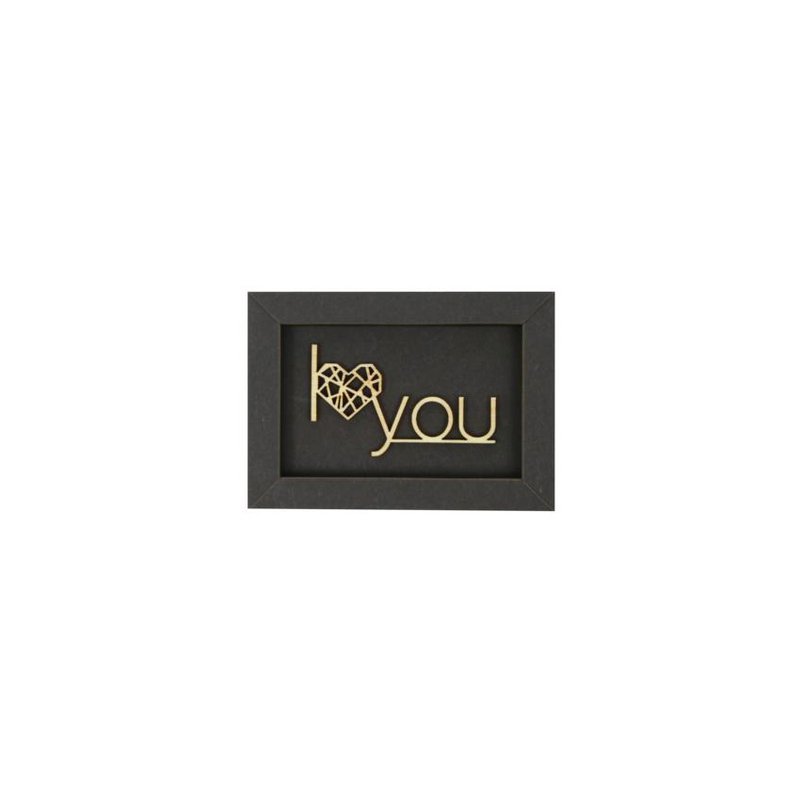 I LOVE YOU frame card wood lettering magnet