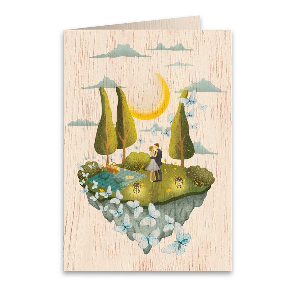 Island of love Wooden folded greeting card 
