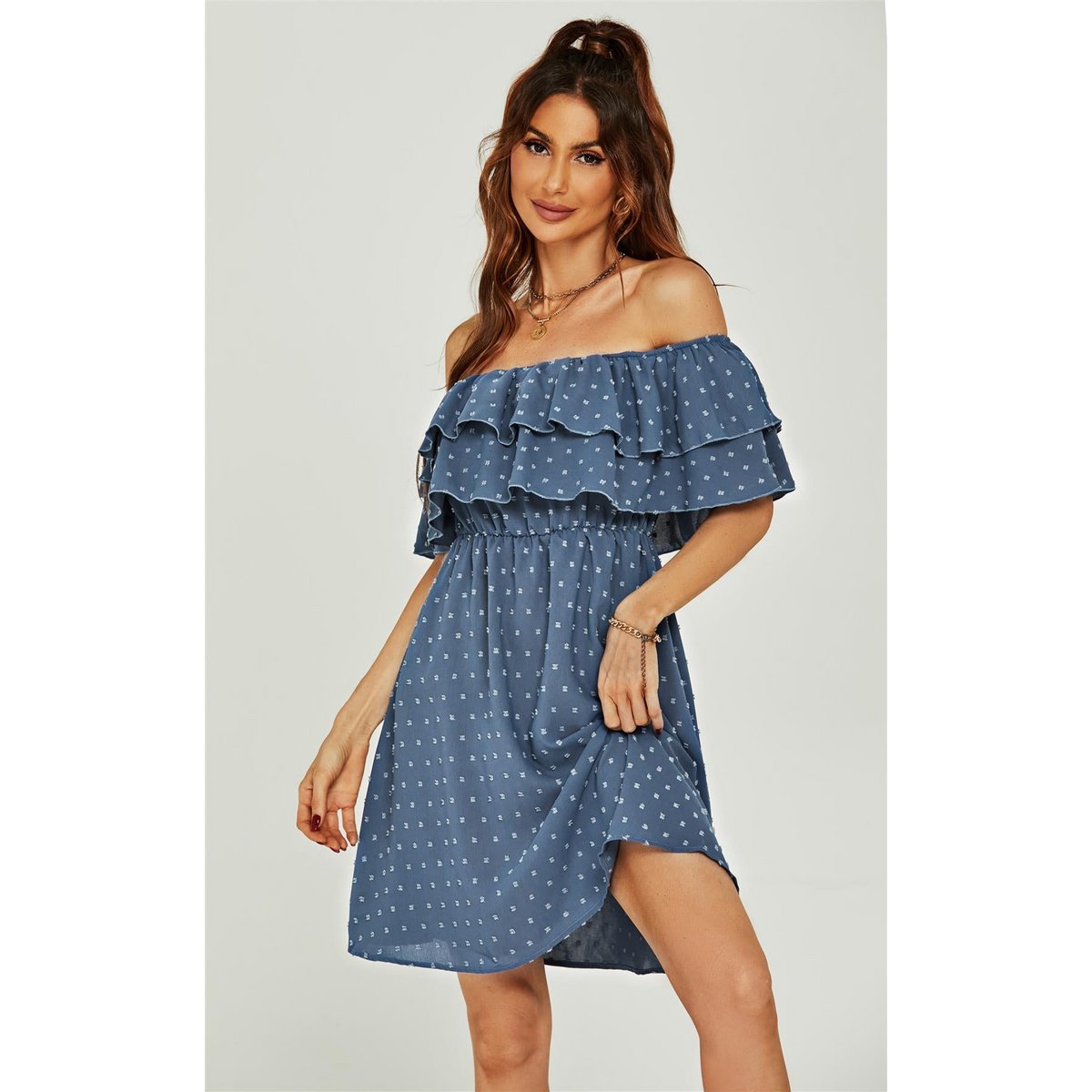 Bardot Frill mini -jurk in blauw
