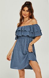 Bardot Frill mini kjole i blå