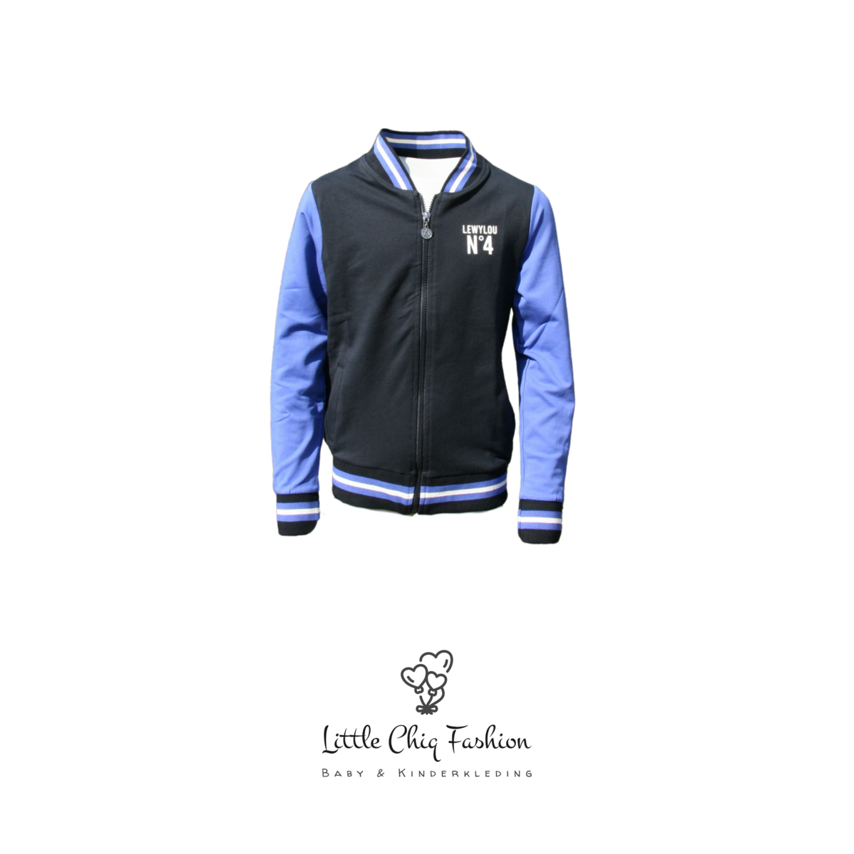 LewyLou NO4 Sweat jacket black with blue sleeves