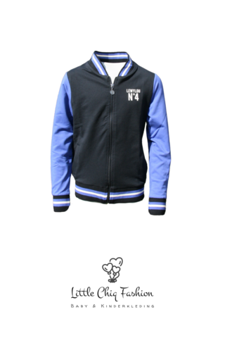 LewyLou NO4 Sweatvest zwart met blauwe mouwen