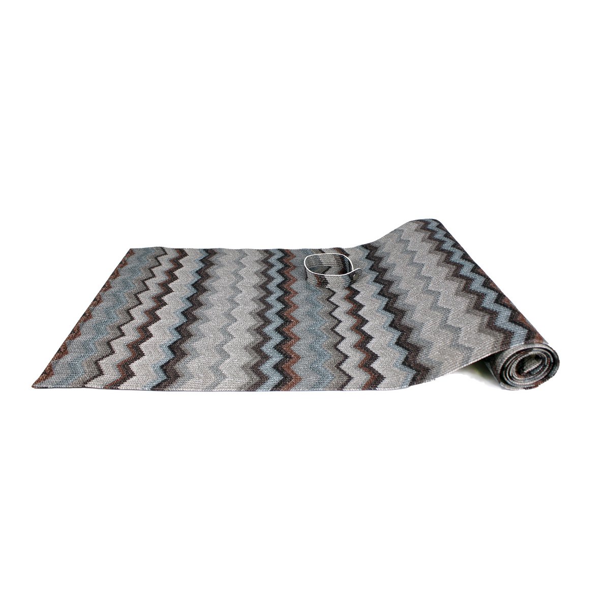 Tunk Runner Zigzag Pattern Blue Grey 150 cm in pelle sintetica