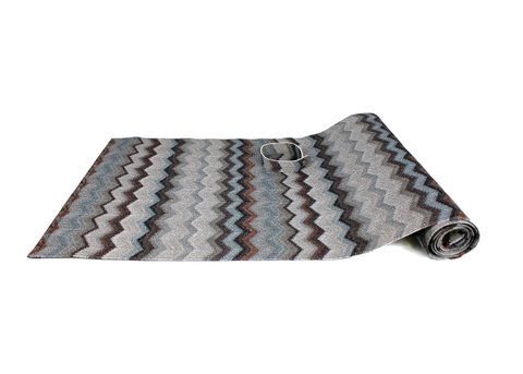 Tunk Runner Zigzag Patroon blauw grijs 150 cm lang synthetisch leer