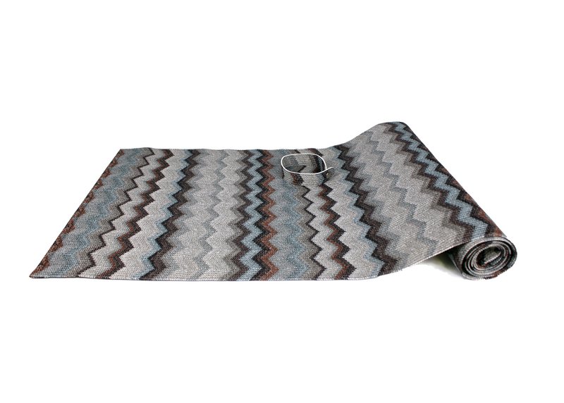 Tunk Runner Zigzag Pattern Blue Grey 150 cm in pelle sintetica
