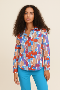 Sophyline-Bluse mit Kaktus Sprint-Orange/Blue-100% Cotton-4-Pack (S-XL)