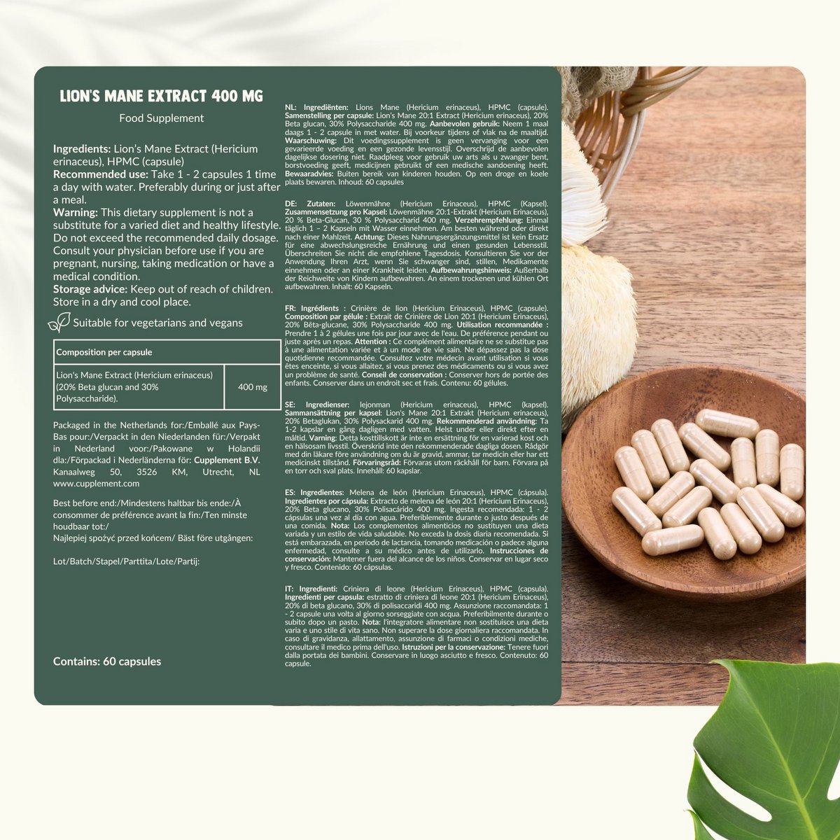 Kapsułki z ekstraktem z grzywy lwa 400 mg - 60 kapsułek