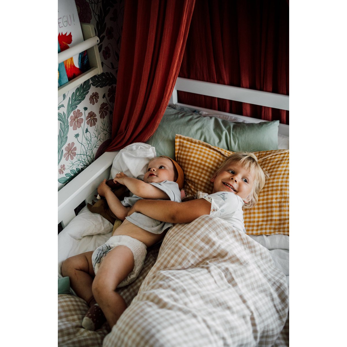 Housse de couette et taie d'oreiller enfant TISU, Vichy Beige
