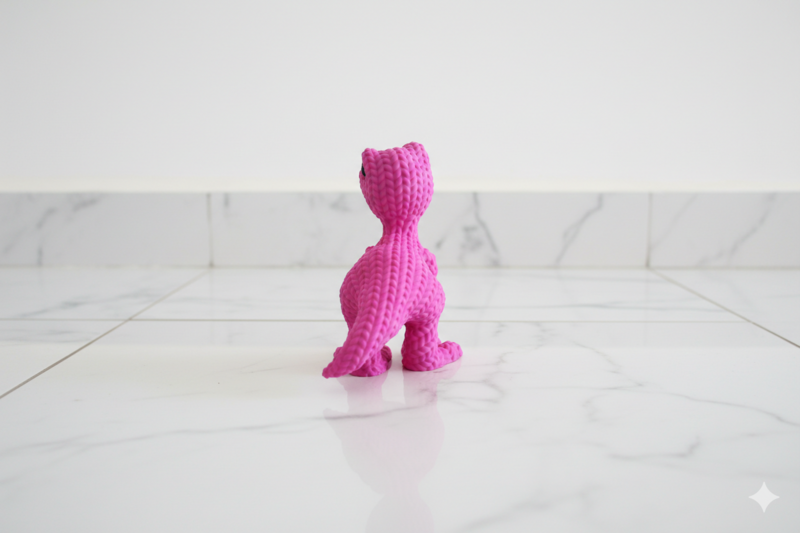 Eterna Wonder — Dino-figur i strikket stil — Dekorativ miniskulptur — Pink — 15 cm