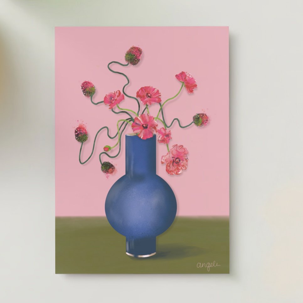 colorful floral greeting cards set -12 pieces - Blank