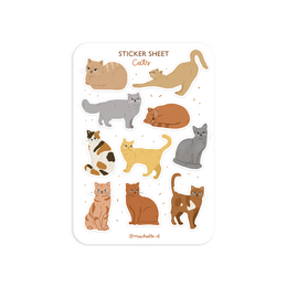 A6 stickervel/stickersheet - illustration cute cats