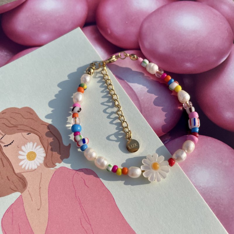 Bracelet | Happy | Flower/Pearls