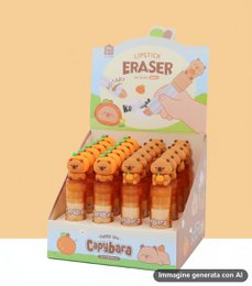 Capybara Lipstick Erasers - Kawaii Rotary 24pcs