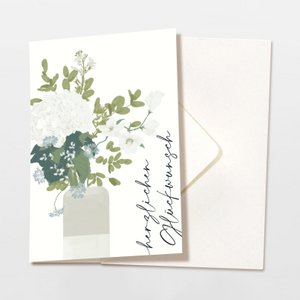 Folding card 'Congratulations' vase with flowers, including envelope