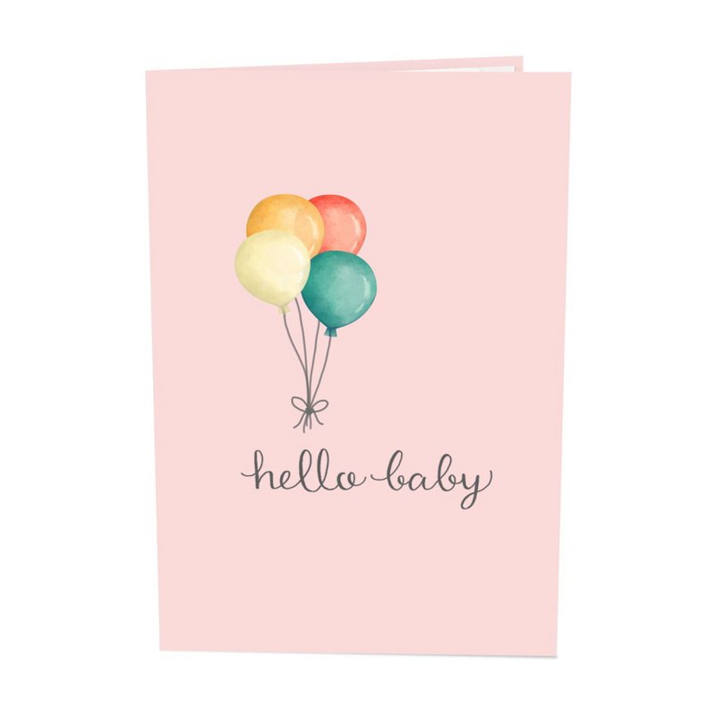Baby elefant (lyserød) pop-up kort