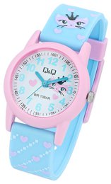 Montre pour enfants Q&Q "Cat/Heart", bracelet en résine, 10 ATM
