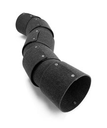 A black and gray cylindrical pet tunnel or tube for small animals like cats or snakes. The tunnel has a textured, fuzzy exterior and appears to be made of a soft, flexible material.