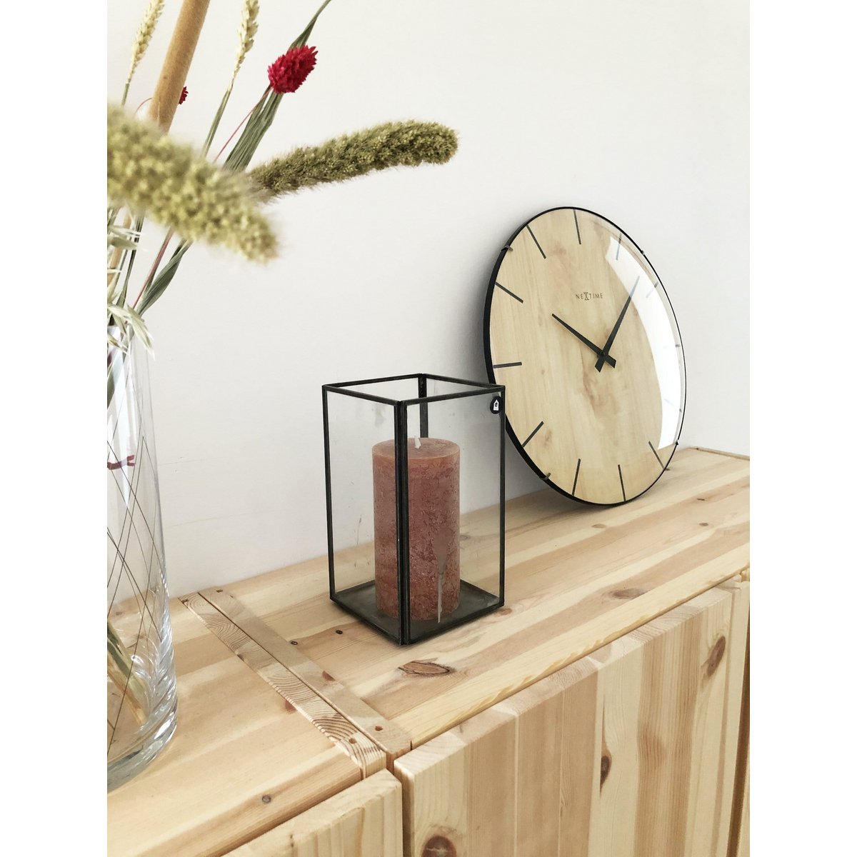 Horloge murale - 35 cm - Dôme Verre - 'Edge Wood Dome'