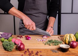 Cuchillo - Bunka Santoku con Saya de bambú y caja de bambú - Hoja de 170 mm