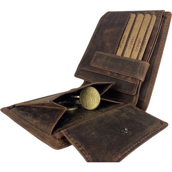 Portefeuille masculin cognac rfid anti-skim