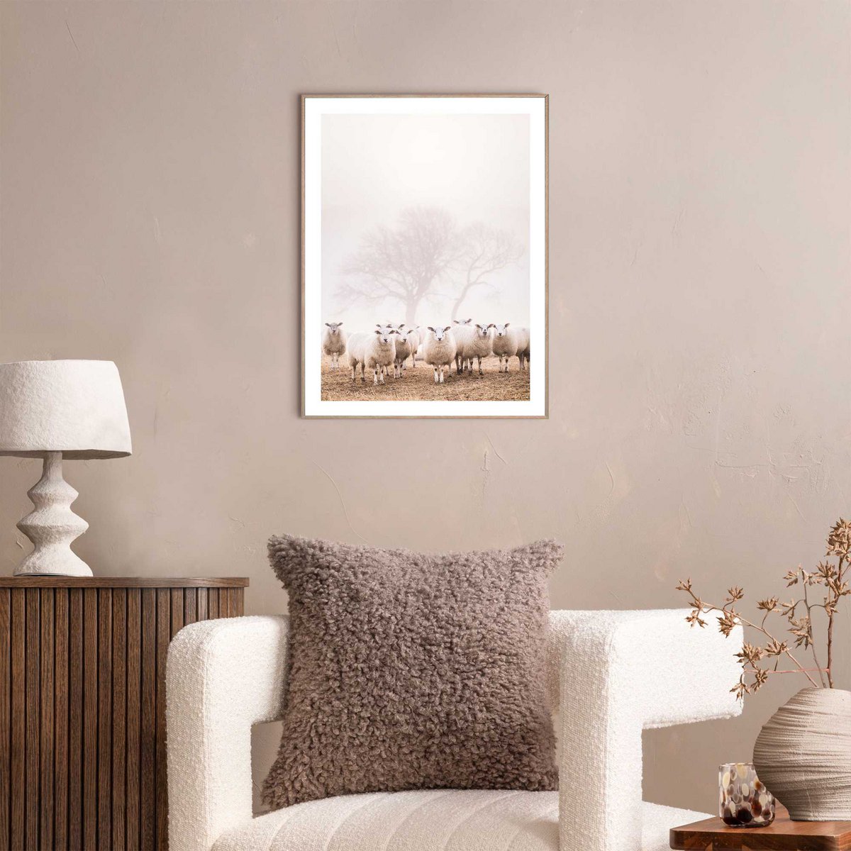Tableau Slim Frame Mouton dans la brume 40x30