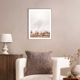 Gerahmtes Bild Slim Frame Schafe im Nebel 40x30
