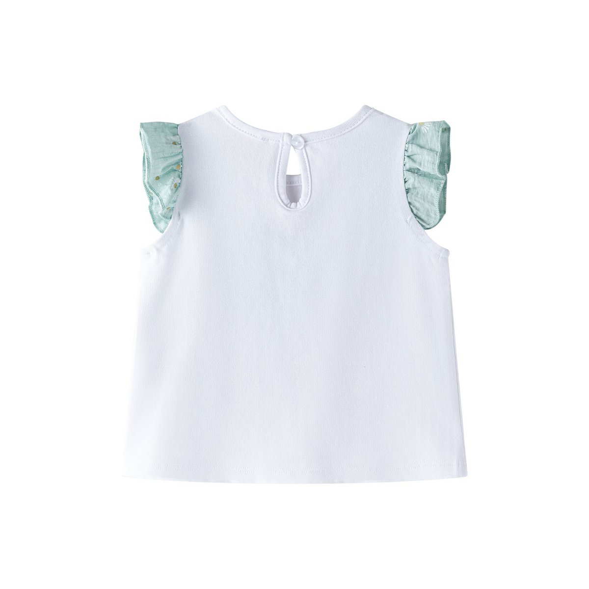 Wit T-shirt met ruchemouwen en roze giraffe BGV66583