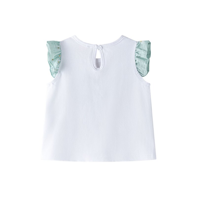 Camiseta blanca con mangas volante y jirafa rosa BGV66583