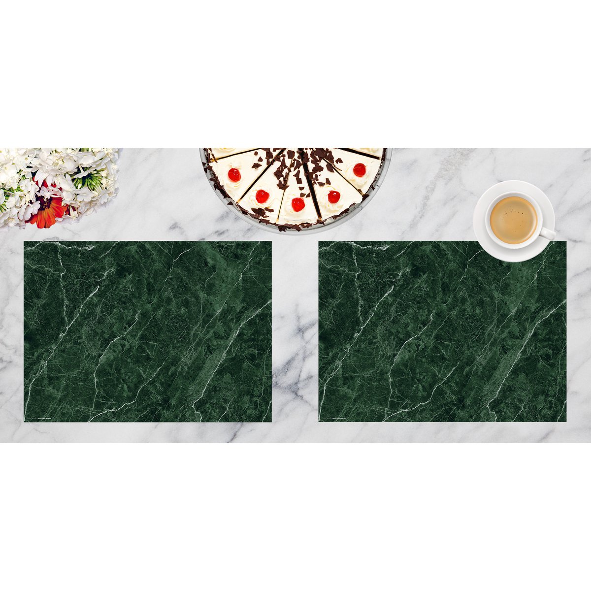 Marbre vert noble - Sets de table | Sets de table en vinyle premium 44 x 32 cm - 4 pièces
