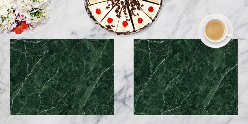 Noble Green Marble - Dækkeservietter | Premium vinyl dækkeservietter 44 x 32 cm - 4 stk