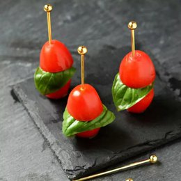 Set of 4 Luxury Cocktail Picks Gold - Tapas skewers - Stainless steel
