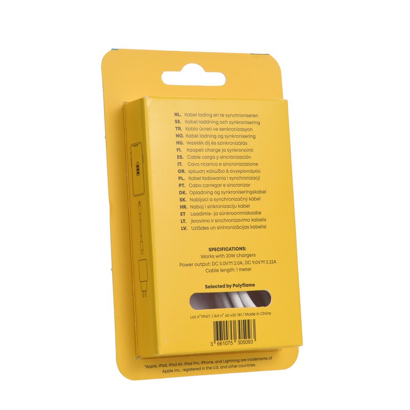 CABLE DE RED TEKMEE LIGHTNING/TIPO-C DE 1M