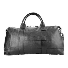 RB1029A | Ægte læder rejsetaske Lavet i Italien med justerbar og aftagelig skulderrem. Lynlåslukning og tilbehør i skinnende nikkelmetal - Sort farve - Mål: 57 x 26 x 24 cm