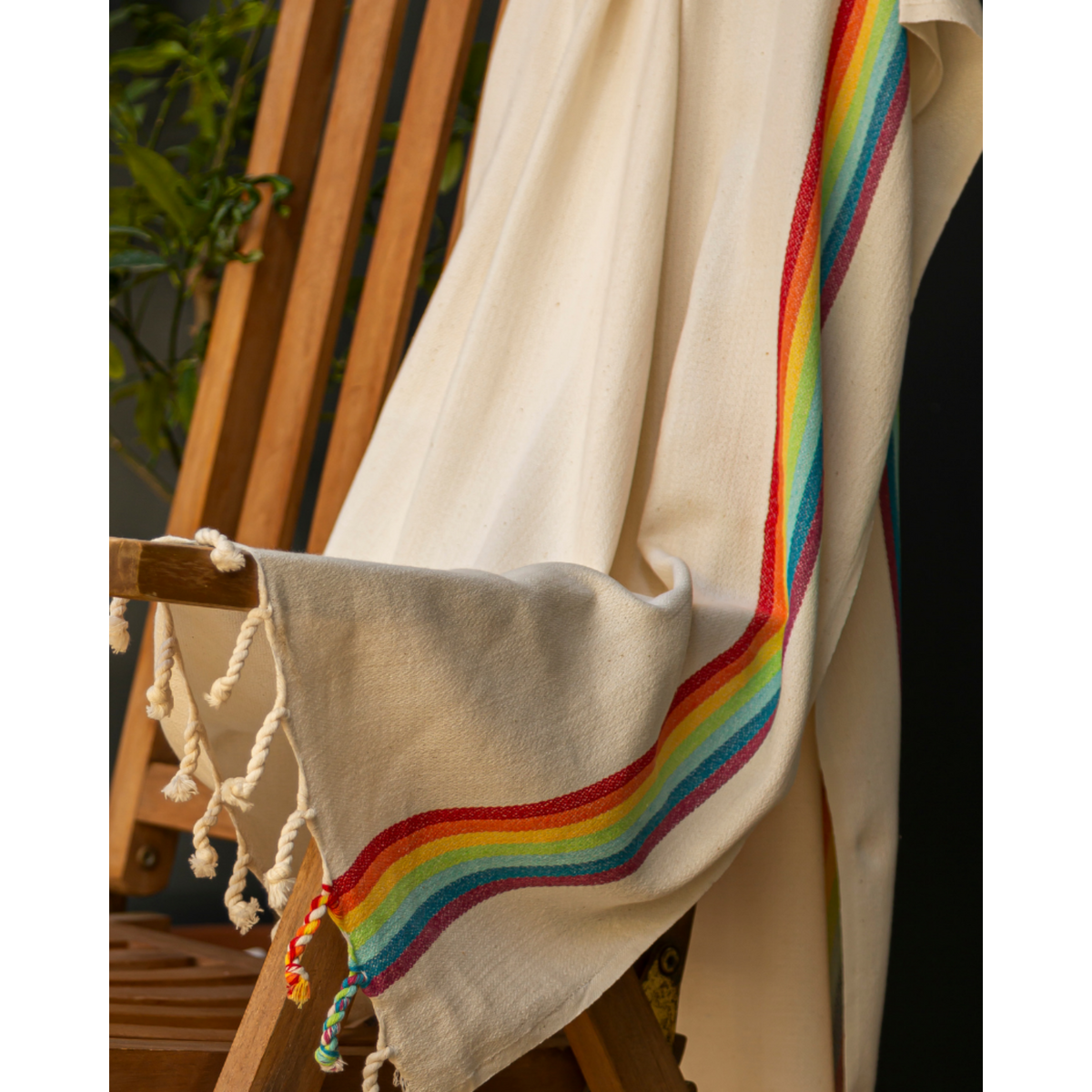 BAMBOO RAINBOW Beach Towel, Turkish Hammam Towel, Spa & Sauna Towel / Made of Bamboo and Cotton / Beige
